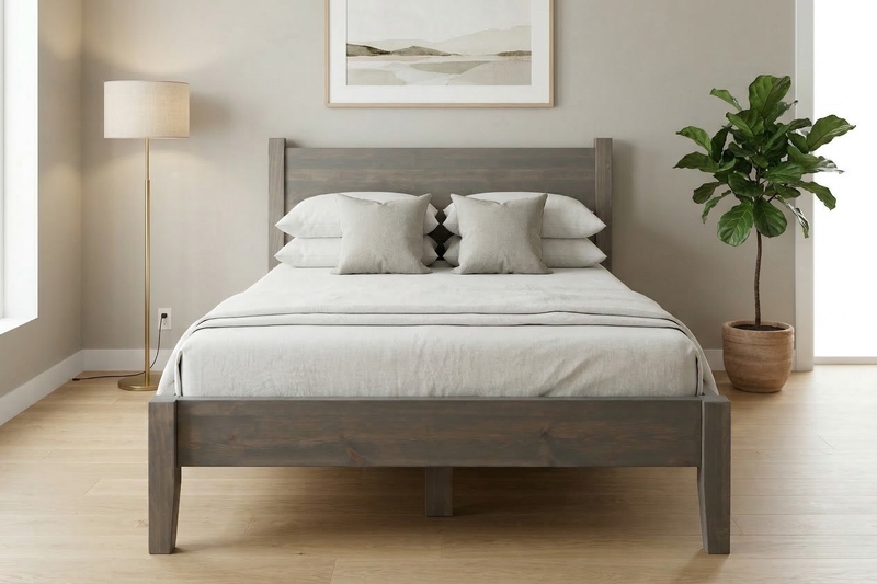 Solid Headboard Platform Bed Frame in Victoria