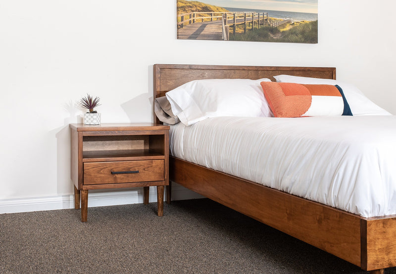 alvin solid wood nightstand with bed