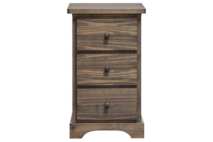 polo solid wood nightstand 3 drawer narrow