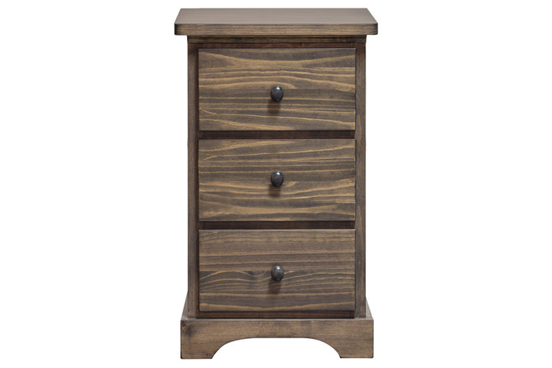 polo solid wood nightstand 3 drawer narrow