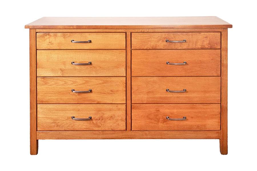 A classic Post & Panel dresser with multiple drawers, made of wood with a beautiful finish.