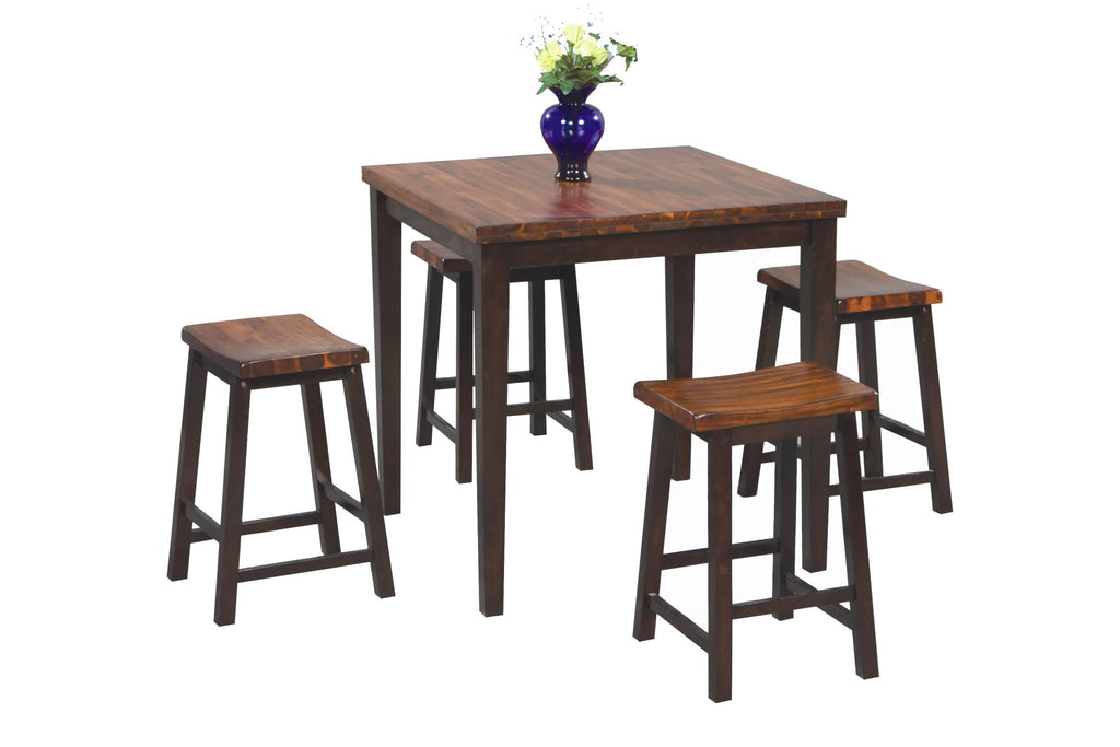 Acacia 2-toned bistro table with saddle stools