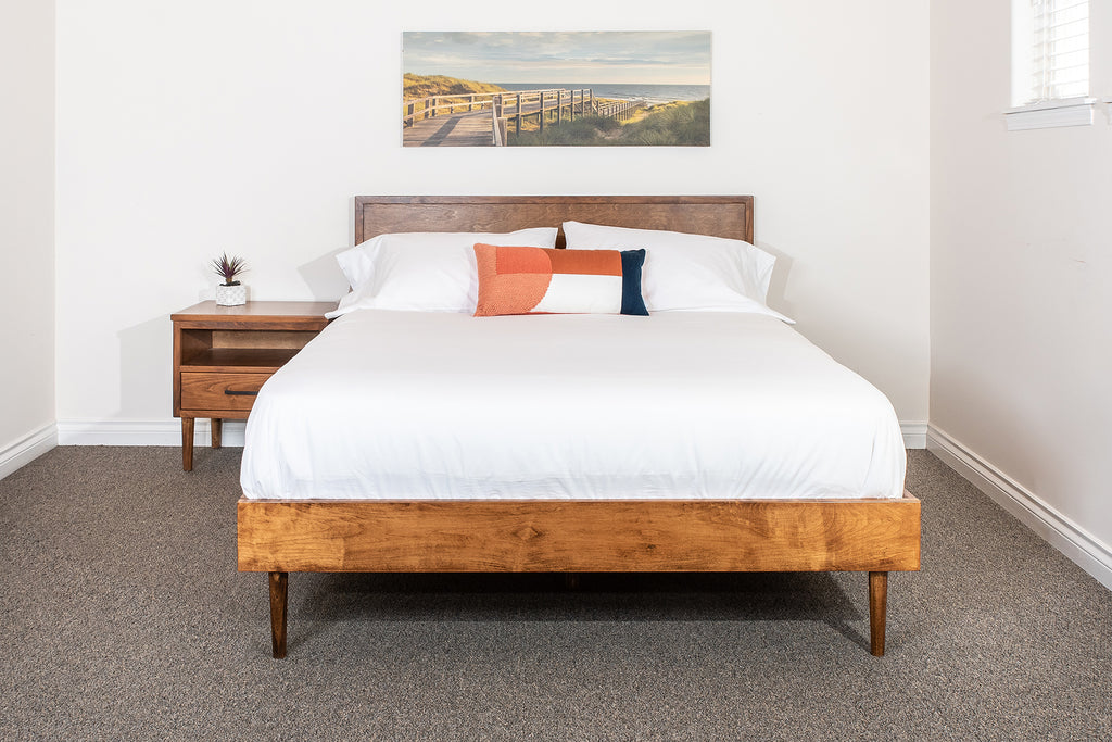 alvin solid wood bed frame in walnut