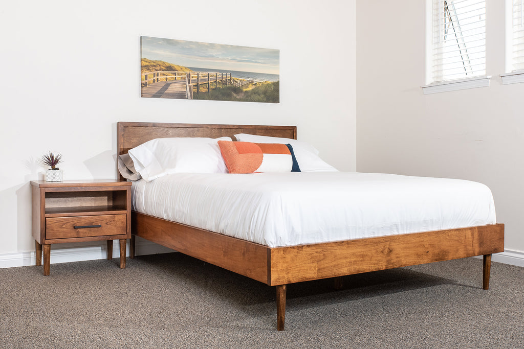 alvin solid wood bed frame in walnut