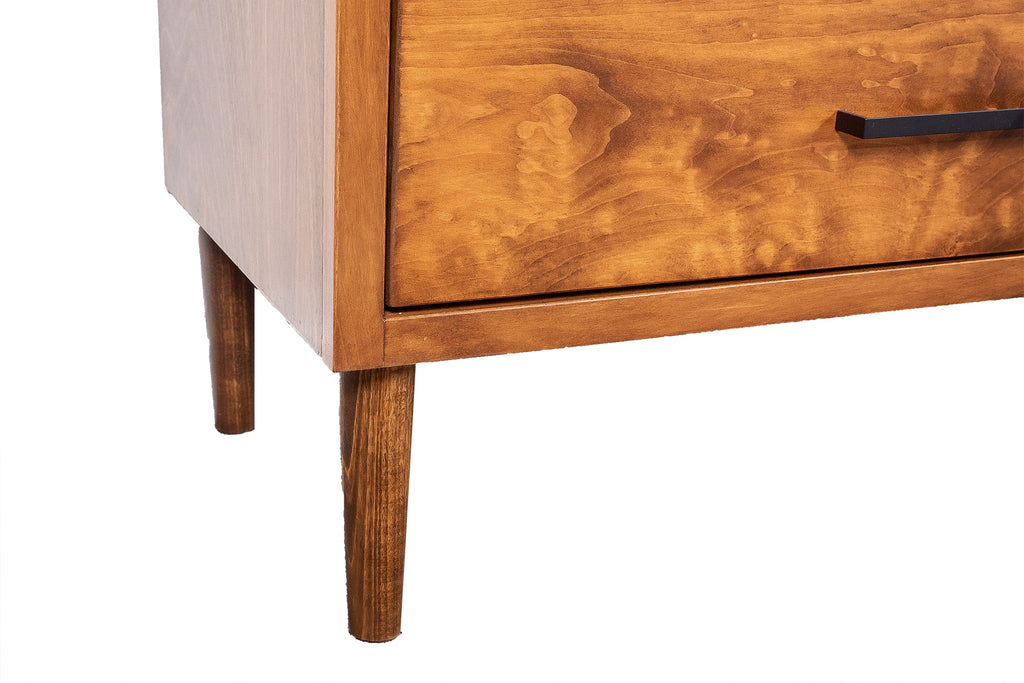 alvin solid wood nightstand feet close up