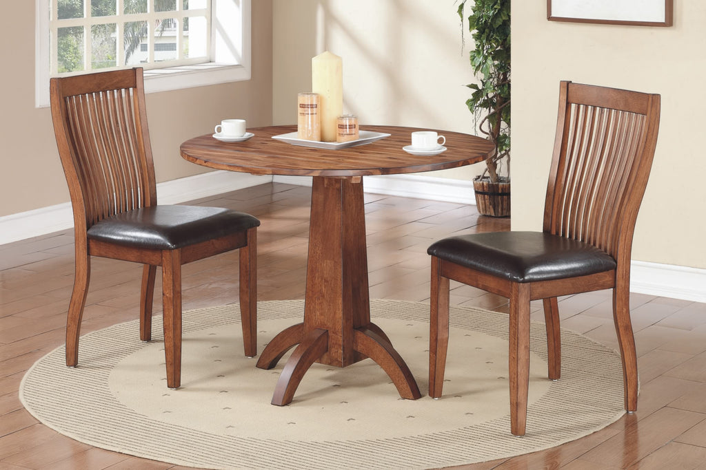 broadway solid wood round table with slat back chair