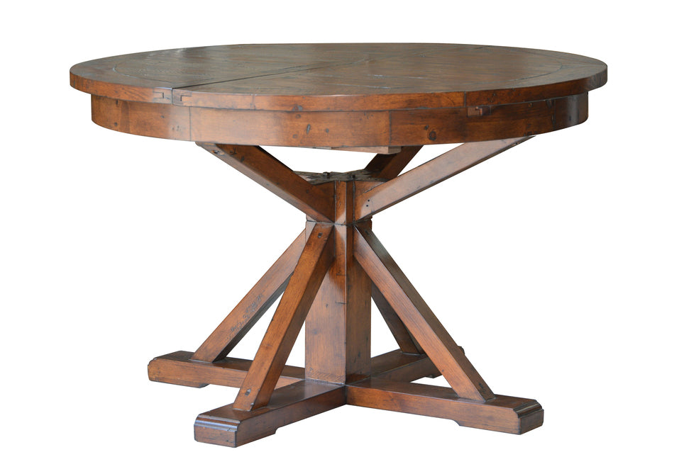 old world reclaimed wood round dining table