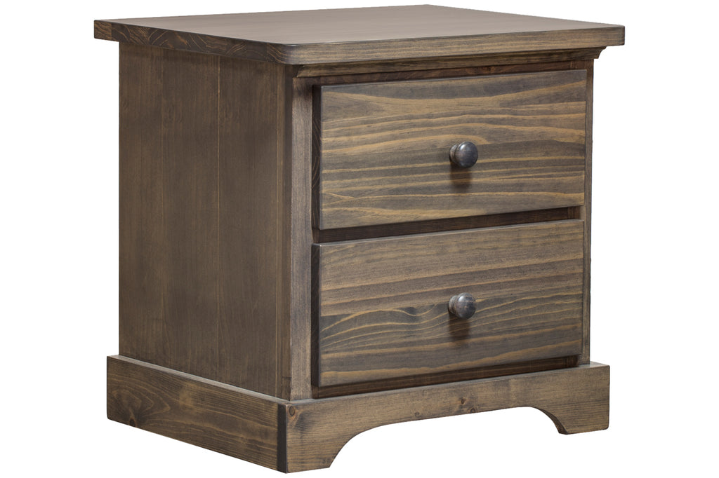 polo solid wood nightstand 2 drawer wide -side