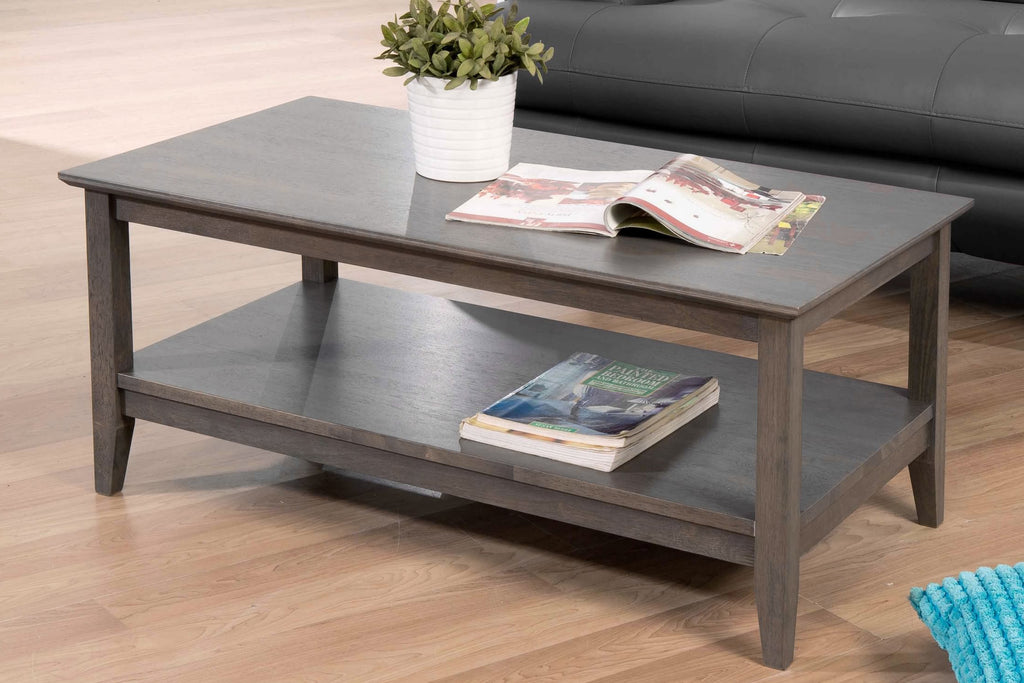 quadra solid wood coffee table grey