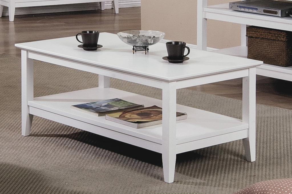 quadra solid wood coffee table white